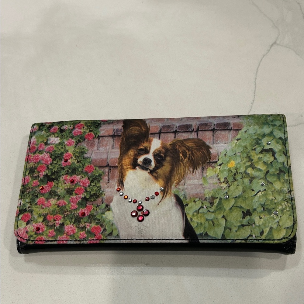 Pappillion Floral Dog Print Wallet NWOT